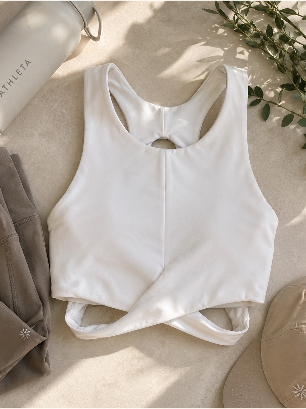 Athleta White Longline Open Back Sports Bra XS